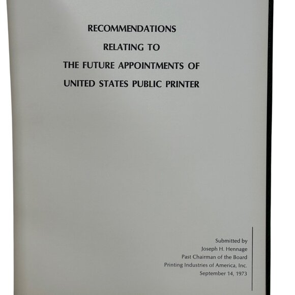 Set 2 Joseph Hennage Books U.S. Public Printer Recommendations & Reports 1972&73 - Picture 6 of 12